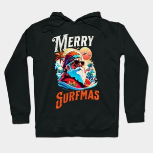 Merry Surfmas, Santa Waving, Christmas, Surf Gift, Santa Gift Hoodie